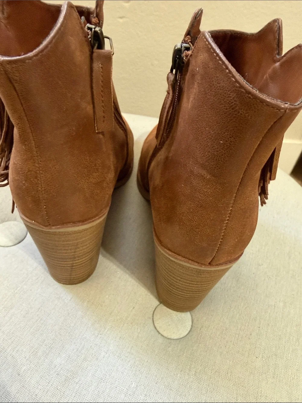 MIA Fringe Booties Tan Brown Gentle Use Women’s Size 10 Western Cowgirl